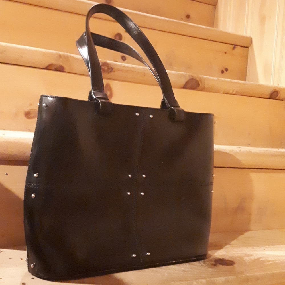 Tod's black leather structured tote